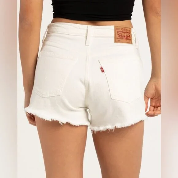 NWT Levi’s PREMIUM 501 Denim Shorts High Rise Button Fly Cutoffs White Size 28